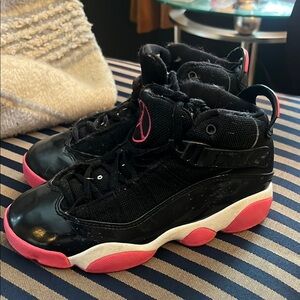 Girl Jordan Two black and pink shoes size youth 1